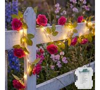 Ninonly Rose Fairy Lights, 2.2m 40 LED Red Artificial Flower Ivy String Lights, 8 Lighting Modes Garden Lights, Battery Operated Fake Leaf Decoration Perfect for Indoor Bedroom Balcony Wedding Party