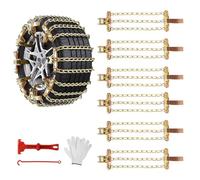 Ninonly Snow Chains for Cars 6PCS Universal Snow Chains Emergency Traction Tire Chains All Season for Vehicle Car Truck SUV fit Tyre Width 195mm-265mm for Mud,Sand, Snow,Ice,Climbing