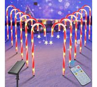 Ninonly Solar Christmas Candy Cane Lights, 12 Pack 72 LED Candy Cane Decoration Light with Star, 8 Modes Solar Lights Outdoor Waterproof Christmas Garden Light for Xmas Patio Pathway