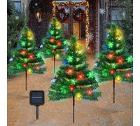 Ninonly Solar Christmas Tree Garden Lights - 4 Pack with 80 LED Snowflakes, Waterproof Outdoor Garden Decor for Xmas Yard Pathway