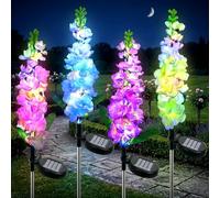 Ninonly Solar Flower Lights Outdoor Garden, 4 Pack Violet Flowers Lights with Multicolor LED, 2 Modes Solar Powered Pathway Light, Waterproof Garden Ornaments for Patio Lawn Decor
