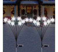 Ninonly Solar Lights: 2 Pack 16 LED Snowflake Solar Christmas Lights with 2 Mode, Waterproof for Outdoor Garden Pathway Decorations