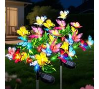 Ninonly Solar Lights Outdoor Garden, 2 Pack Butterfly Garden Lights with Leaf, 2 Modes Waterproof Solar Powered Pathway Light Outdoor, Bright LED Ornaments for Yard Lawn Patio Decoration
