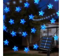 Ninonly Solar String Lights, 7m 50 LED Blue Star String Lights, 8 Modes Star Fairy Lights Outdoor, Waterproof Solar Lights for Christmas Wedding Yard Patio Lawn Wall Decoration
