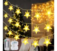 Ninonly Star Fairy Lights, 7.5m 50 LED String Lights Battery Operated, 8 Modes Warm Christmas Fairy Lights, Star Decoration for Christmas Wedding Party Room Bedroom