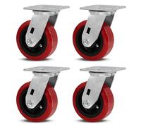 NINOSO Heavy Duty Casters, 5" Industrial Swivel Casters Set of 4, Polyurethane Tread on Polypropylene Core, Caster Wheels for Cart Toolbox (4 Swivel)