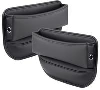NINQ Car Seat Gaps Filler Organiser for Ford Galaxy CK WA6 WGR 2013-2019 2020 2021 2022 2023 2024 2025, Seat Storage Box Leakproof PU Leather Car Console Side Pocket Accessories,2 piece-Black