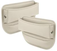 NINQ Car Seat Gaps Filler Organiser for Ford Galaxy CK WA6 WGR 2013-2019 2020 2021 2022 2023 2024 2025, Seat Storage Box Leakproof PU Leather Car Console Side Pocket Accessories,2 piece-Beige