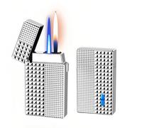 NINSI Smart Butane Lighter with 4 Ignition Methods, Voice-Activated Torch Lighter with Jet Blue Flame and Open Flame Options, Windproof Refillable Lighters (Gas Not Included) (Paris Nail Silver)