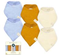NintaraBaby Bandana Bibs - 100% Organic Premium Muslin Cotton, Absorbent, Soft, Adjustable Snap Buttons, Reversible, 6-Layers for Drooling, Teething, Feeding, Gifts for Babies Ages 0-3, Pack of 6