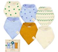 NintaraBaby Bandana Bibs - 100% Organic Premium Muslin Cotton, Absorbent, Soft, Adjustable Snap Buttons, Reversible, 6-Layers for Drooling, Teething, Feeding, Gifts for Babies Ages 0-3, Pack of 6