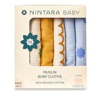 NINTARABABY Burp Cloths - 100% Organic Premium Muslin Cotton, Extra-Large, 22" x 12", 7-Layer Absorbent & Waterproof, Reversible, Soft & Hypoallergenic, Gifts for Newborns, Pack of 6