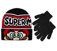 Nintendo Beanie Cap Super Mario Black w/Glove Set 358683