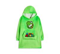 Super Mario Nintendo Unisex Kids Wearable Blanket Hoodie | Childrens Green Hooded Pullover with Yoshi Character Graphics | Sherpa Lined Video Game Loungewear with Pockets for Boys and Girls