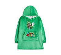 Super Mario Nintendo Boys Wearable Blanket Hoodie | Kids Green Hooded Pullover with Luigi Character Graphics | Children's Sherpa Lined Loungewear with Pockets | Video Game Merchandise Gift