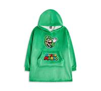 Super Mario Nintendo Boys Wearable Blanket Hoodie | Kids Green Hooded Pullover with Luigi Character Graphics | Children's Sherpa Lined Loungewear with Pockets | Video Game Merchandise Gift