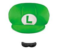 Nintendo Childs Official Super Mario Luigi Hat & Moustache Fancy Dress Accessory Set USA Size - OS