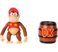 Nintendo Diddy Kong 4" / 10cm Articulated Action Figure, Official by Jakks Pacific, 13 Points of Articulation, Includes Barrel Accessory, Perfect for Collectors