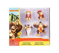 Nintendo Donkey Kong 2.5" / 6.35cm Figure Multipack, Includes Donkey Kong, Diddy Kong, Dixie and Cranky Mini Figures, Detailed Design, for Ages 3+