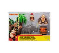 Nintendo Donkey Kong Jungle Adventure Diorama & 6.25cm Action Figures | Licensed by Jakks Pacific, Includes Donkey Kong, Diddy Kong, Rambi & Palm Tree, Ideal for Collectors, for 3+