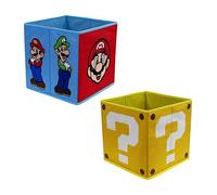 Nintendo Super Mario Officially Licensed Storage Boxes | 2 pack Foldable Storage Cubes Faces Design with Mario and Luigi | Perfect For Organising Children's Room, Kids Playroom, 30 x 30cm