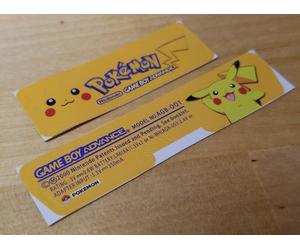Nintendo Game Boy Advance AGB-001 POKEMON PIKACHU CONSOLE LABEL BAR CODE BUNDLE