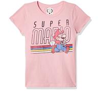 Nintendo Girls' Super Classic Vintage Throwback Mario Graphic Tee T-Shirt, Pink, X-S