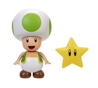 Nintendo Green Toad Figure, 4" / 10cm Posable Articulated Action Figure with Star Accessory, Perfect for Kids and Collectors