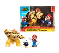 Nintendo Mario vs. Bowser Lava Battle 7" / 18 cm Playset, Officially Licensed by Jakks Pacific, Articulated Bowser, Mario and Bom-Omb Action Figures.
