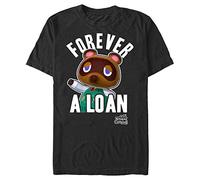 Nintendo Men's Animal Crossing Tom Nook Forever a Loan T-Shirt, Black, XL
