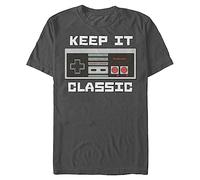 Nintendo Men's Keep It Classic T-Shirt, Charcoal, Large