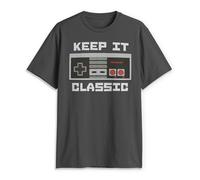 Nintendo Men's Keep It Classic T-Shirt, Charcoal, XXL