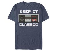 Nintendo Men's Keep It Classic T-Shirt, Navy Heather, XXXXL