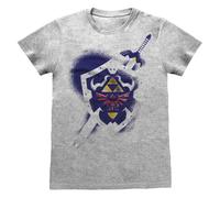 Nintendo Men's Legend Of Zelda Shield T-Shirt in Grey | Size: Medium Nintendo Grey M