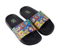 Nintendo Mens Mario Slide Sandals - Super Mario Shoes - Mario, Luigi, Kirby and Donkey Kong Slide Sandals Shoes, Black Rainbow, 8-9