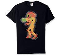 Nintendo Men's Metroid Graphic Tees Shirt, Black // Samus Pixel, Large