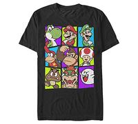 Nintendo Men's Mushroom Cast T-Shirt, Black, XXL