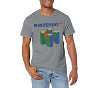 Nintendo Men's N64 Logo Short Sleeve T-Shirt, Athletic Heather, Large