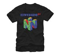 Nintendo Men's N64 Logo Short Sleeve T-Shirt, Black, Large