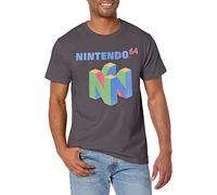 Nintendo Men's N64 Logo Short Sleeve T-Shirt, Charcoal, Medium