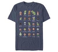 Nintendo mensNNTD0075-10001006Pixel Cast T-Shirt Crew Neck Short Sleeves T-Shirt - Blue - Medium