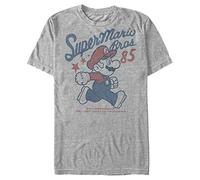 Nintendo Men's Super Mario Running Profile 1985 T-Shirt, Athletic Heather, S