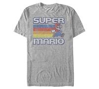 Nintendo Men's Super Mario Running Retro Stripe T-Shirt, Athletic Heather, XXXXL