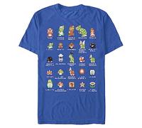 Nintendo mensNNTD0075-10001006Pixel Cast T-Shirt Crew Neck Short Sleeves T-Shirt - Blue - S