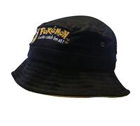 Nintendo Original Pokémon | Hat | Cap | Fishing-Hat | Bucket-Hat | Kids Children | 56 cm | 100% Cotton | Ash and Pikachu-Embroidery | Black