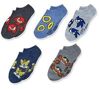 Nintendo Sonic The Hedgehog Boys' 5 Pack No Show Socks, Assorted Neutral, 6-8.5
