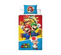 Nintendo Super Mario Single Duvet Reversible Blue Kids Bedding Set Quilt Cover