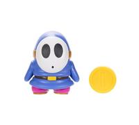 Nintendo Super Mario 4-Inch Blue Shy Guy Poseable Figure with Coin Accessory. Ages 3+ (Officially licensed)