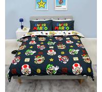 Nintendo Super Mario Black and White Kids Bedding Set-Double