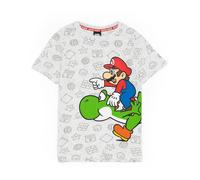 Nintendo Super Mario Boys Grey Multi Character Graphic & All-Over Print Mix Short Sleeved T-Shirt - 13-14 Years
